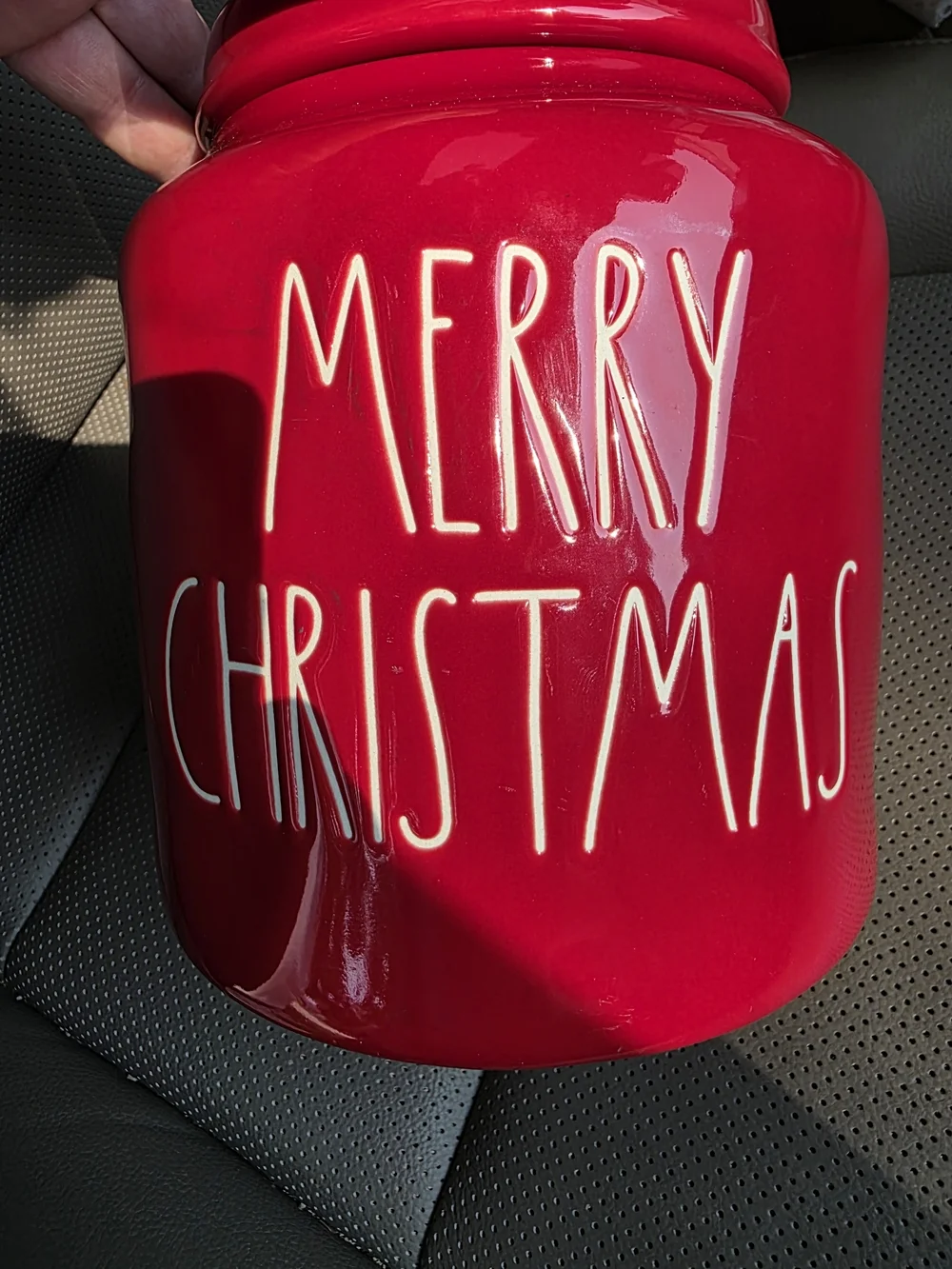 Rae Dunn Merry Christmas Farmhouse Red Cannister Cookie Jar